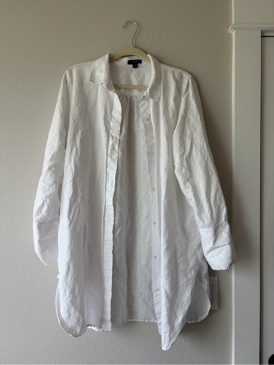 J. Crew Other - J Crew White Linen Cotton Long-Sleeve Button-Up Swim Cover Up Shirt
